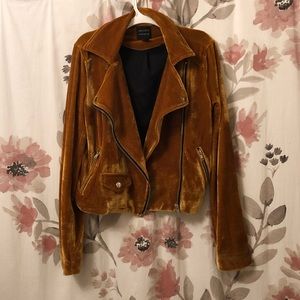 Forever 21 yellow velvet moto jacket